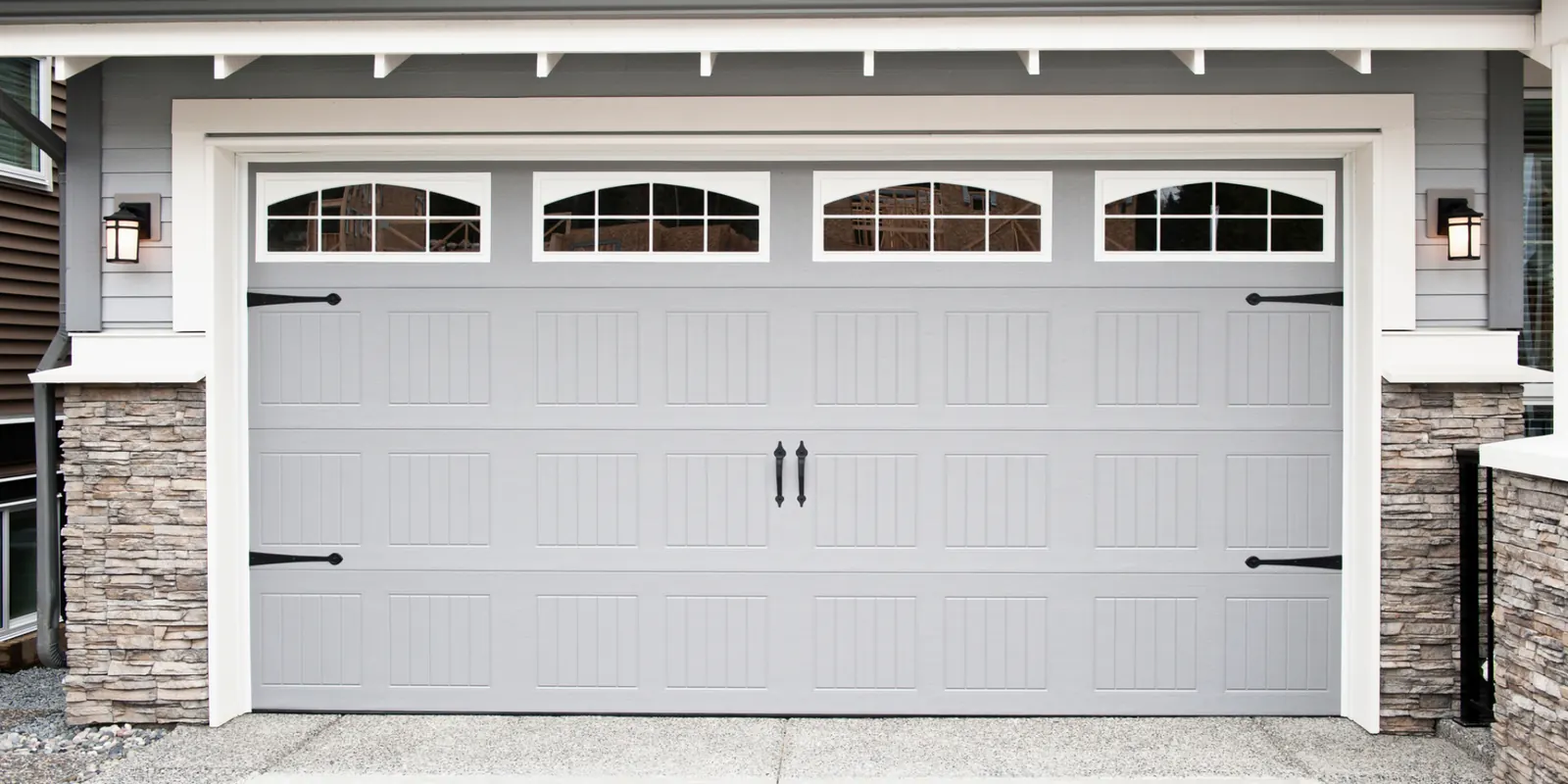 Garage door installation Aurora white carriage-house garage door
