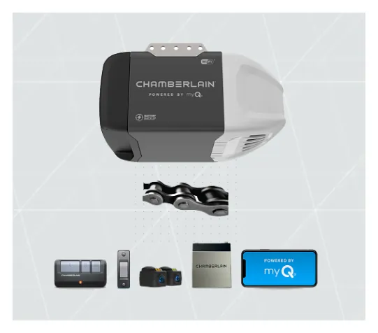 Chamberlain C2212T chain drive Wi-Fi battery backup garage door opener