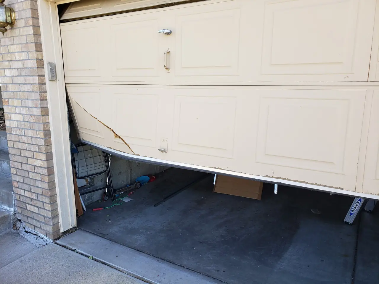 Damaged garage door panel
