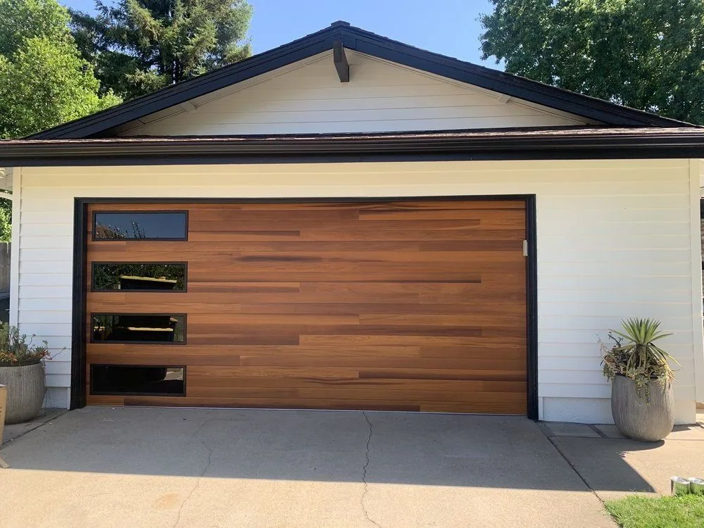 Garage door installation Centennial wood-look garage door